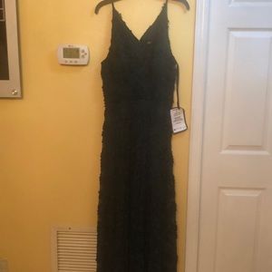 XSCAPE dark green sleeveless maxi dress